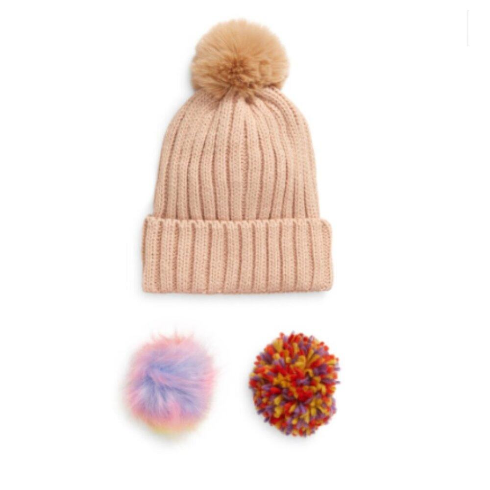 BP. Nordstrom Interchangeable Pom Beanie In Camel One Size
